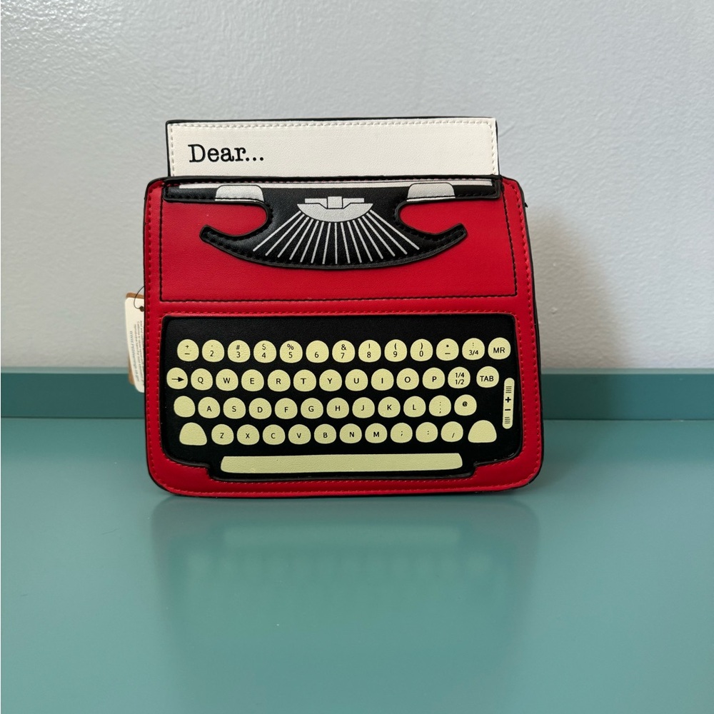 New Vintage Red Typewriter Vinyl Satchel Bag